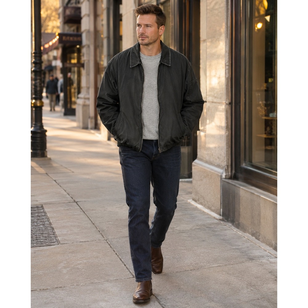 Bill Blass Black Label Mens XXL Black Fleece Lined Harrington Bomber Jacket Coat